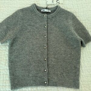 Zara Heather Gray Button-Up Cardigan